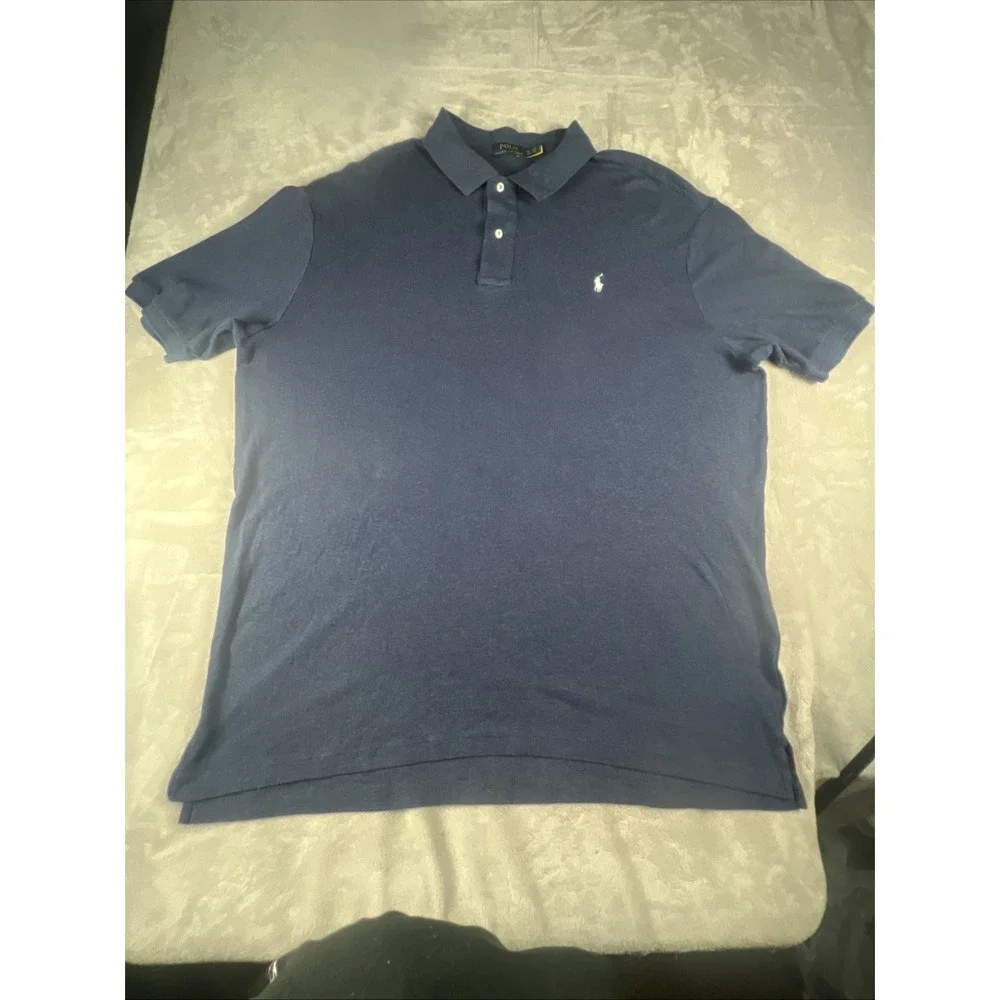 Polo Ralph Lauren Polo Shirt Mens 2XLT Navy Blue Short Sleeve Cotton Pony Logo